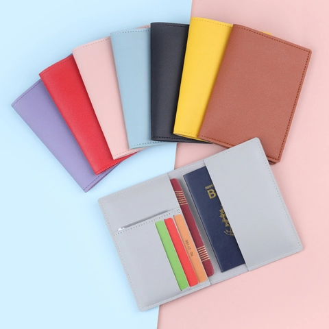 PU Leather Passport Holder Multi Slot Travel Document Card Case Cover For Men Women Travel Wallet Organizer