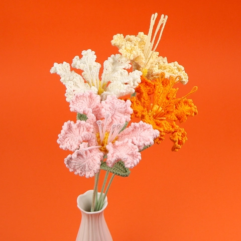 Handgemachte Häkelblume Künstliche Gestrickte Garn Blumenstrauß Für Heimdekoration Schreibtisch Ornament Geschenk