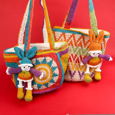 Borsa Tote in Maglia Fatta a Mano con Fiori Bohémien Intrecciata Girasole Margherita Borsa a Spalla Vacanze Estive Mare Donna