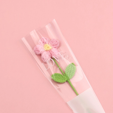 Handmade Crochet Flower Artificial Knitted Wool Yarn Single Bloom Bouquet Creative Birthday Home Wedding Gift Aesthetic