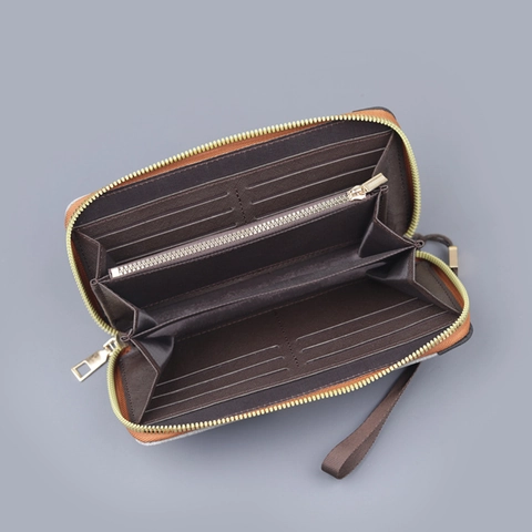 Men's Long Canvas Wallet Color Block Zipper Clutch Bag With Wristlet Strap Minimalist Large Capacity Card Holder Organizer