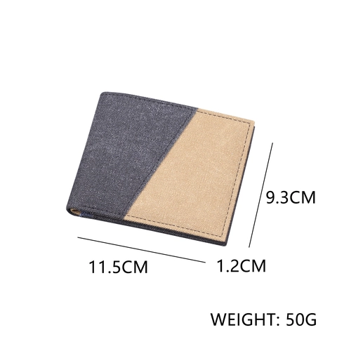 Portefeuille Bifold en Toile Décontracté pour Hommes Vintage Color Block Pince à Billets Mince Avec Emplacements pour Cartes