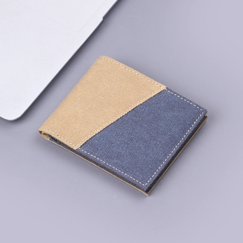 Portefeuille Bifold en Toile Décontracté pour Hommes Vintage Color Block Pince à Billets Mince Avec Emplacements pour Cartes