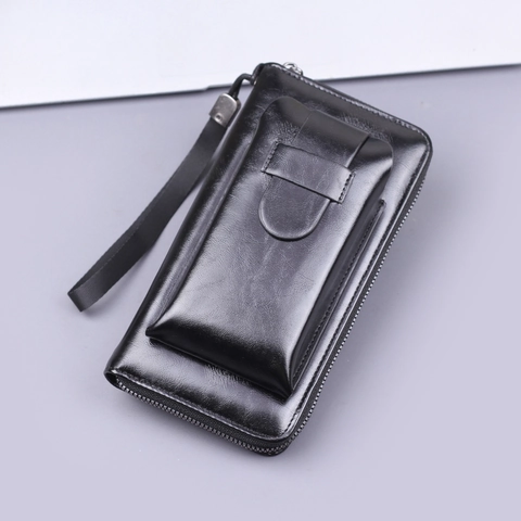 Lange Geldbörse PU Leder Clutch Bag Mit Handschlaufe Große Kapazität Reißverschluss Handyfach Business Für Herren