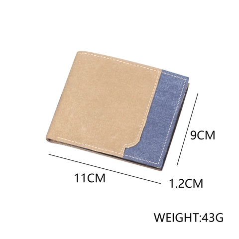 Cartera Bifold Para Hombre Lona Color Contraste Minimalista Corta Porta Tarjetas Con Ventana Foto Estilo Retro Trabajo Ligera Monedero