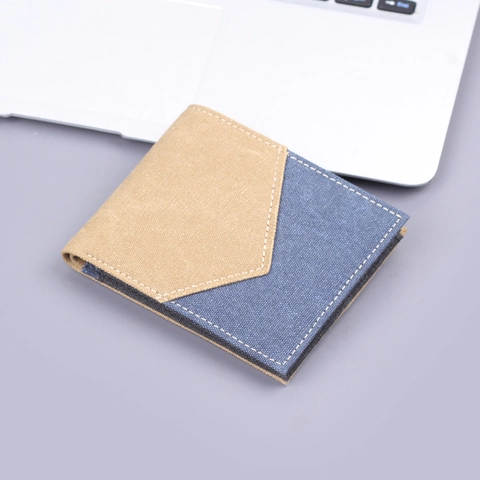 Herren Vintage Canvas Patchwork Kurze Geldbörse Ultraleicht Mehrere Kartenfächer Lässige Stoff Geldtasche Für Den Alltag
