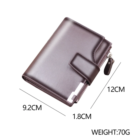 Portafoglio Corto Da Uomo Bifold In Pelle PU Con Bottone A Pressione E Tasca Con Cerniera Business Casual Porta Carte Minimal