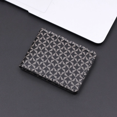 Porte-cartes en Cuir PU à Motif Étoile Géométrique Portefeuille Pliant Mince pour Hommes Femmes Organisateur de Cartes