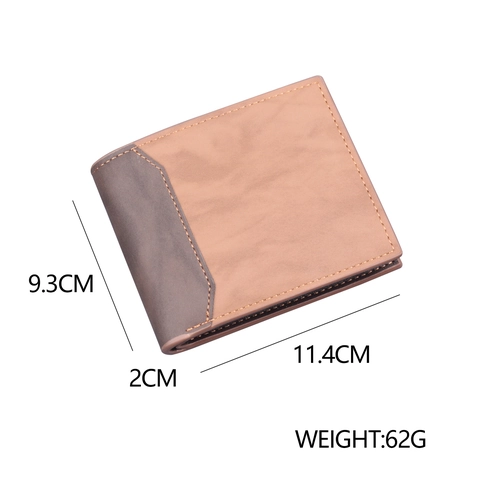 Men's Short PU Leather Wallet Multi-Card Slots Zipper Coin Pocket Bi-fold Retro Business Wallet Contrast Stitching Purses