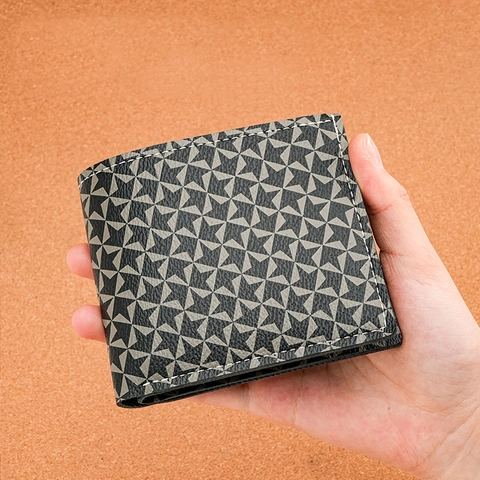 Portefeuille Homme Vintage Blocage RFID Mince Cuir PU Motif Étoile Géométrique Porte Cartes Court Quotidien