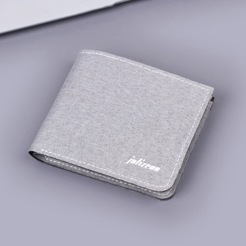 Cartera Plegable Para Hombre Lona Ultra Delgada Ligera Horizontal Clip De Dinero Múltiples Ranuras Para Tarjetas Estilo Casual