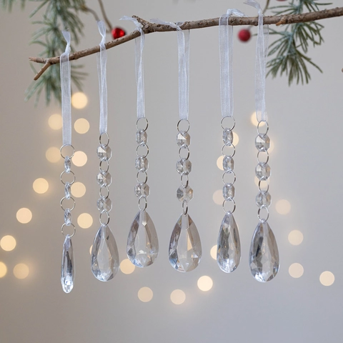 Addobbi Natalizi Da Appendere In Acrilico Trasparente Forme Di Goccia D'acqua Fiocco Di Neve In Cristallo Per Feste
