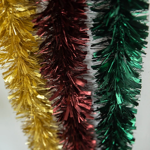 Metallic Christmas Tinsel Garland Thickened Sparkling Shiny Ribbon For Christmas Tree Decorations Wedding Holiday Party Supplies
