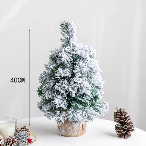 Mini Tisch Weihnachtsbaum Beflockt Schnee PVC Kiefernzapfen Mit Jutesack Rustikale Winter Feiertag Deko Für Zuhause