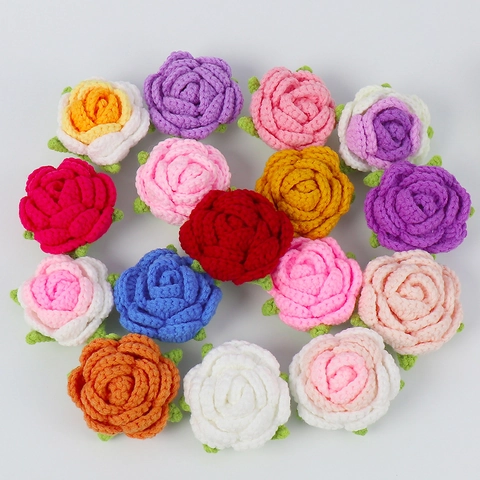 Teste Di Fiori Di Rosa All'Uncinetto Fatte A Mano Filato Fai Da Te Accessori Per Abbigliamento Decorazione Matrimonio