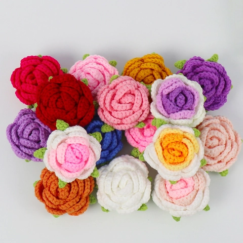 Teste Di Fiori Di Rosa All'Uncinetto Fatte A Mano Filato Fai Da Te Accessori Per Abbigliamento Decorazione Matrimonio