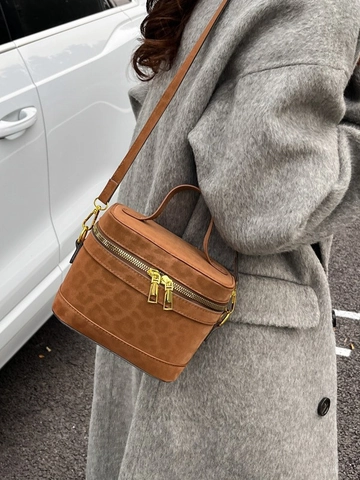 Bolso de Hombro Cuadrado de Cuero PU con Estampado de Leopardo Vintage para Mujer Bolso Cruzado Pequeño Cremallera Dorada