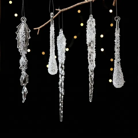 Transparente Acryl Weihnachten Eiszapfen Anhänger Träne Hängende Kristall Baumschmuck Für Xmas Party Zuhause Winter Dekor