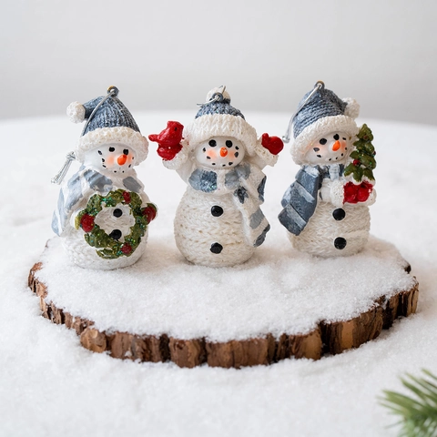 Ornements De Noël Figurines Miniatures En Résine Bonhomme De Neige Et Ours Polaire Décoration De Fête
