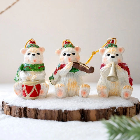 Ornements De Noël Figurines Miniatures En Résine Bonhomme De Neige Et Ours Polaire Décoration De Fête