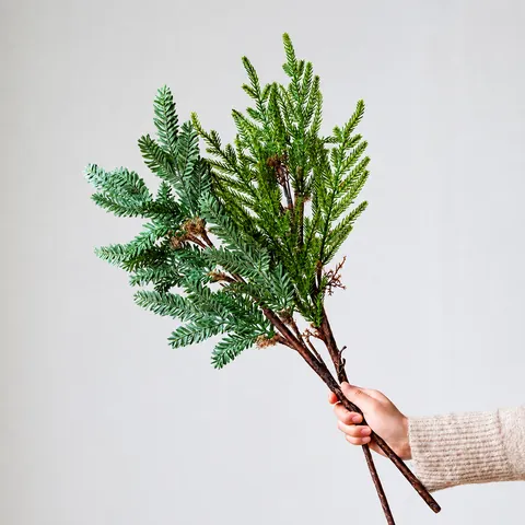 Artificial Christmas Pine Sprigs PE Simulation Dark Green Needle Branches For Home Xmas Party Winter Decoration Fir Stems