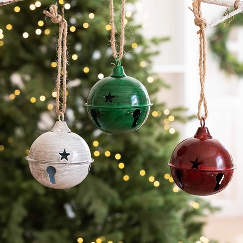 Vintage Metallo Campane di Natale Ornamenti Appesi Stella Cava Ferro Jingle Bells Rustico Vacanze Albero di Natale Decor