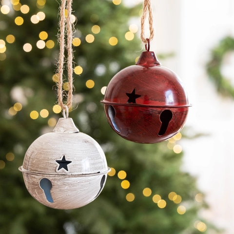 Campanas De Navidad Rústicas De Hierro Con Estrellas Y Cuerdas De Yute Adornos Retro De Metal Para El Árbol Y Decoración Festiva