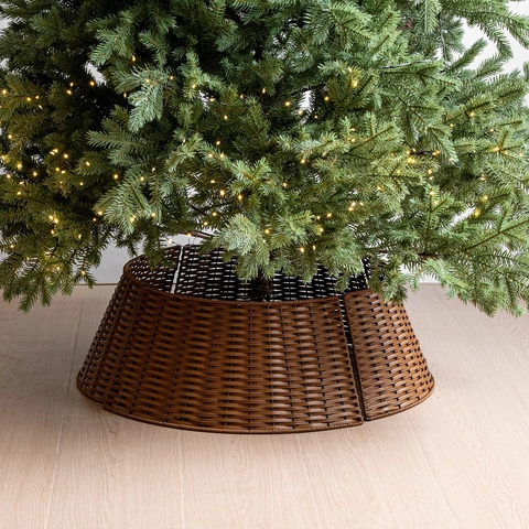 Collare per Albero di Natale in Plastica Intrecciata a Mano Recinzione di Base per Decorazioni Natalizie Gonna per Albero a Incastro Minimalista