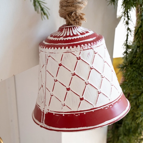 Christmas Metal Bell Hanging Ornaments Large Iron Hollow Out Merry Christmas Ball With Hemp Rope Bow Knot Pine Cone For Home Decor