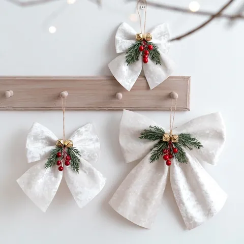 Lazo de Navidad de Terciopelo Decoración Colgante Con Campana Dorada Agujas de Pino Bayas Rojas Adorno Navideño Para el Hogar