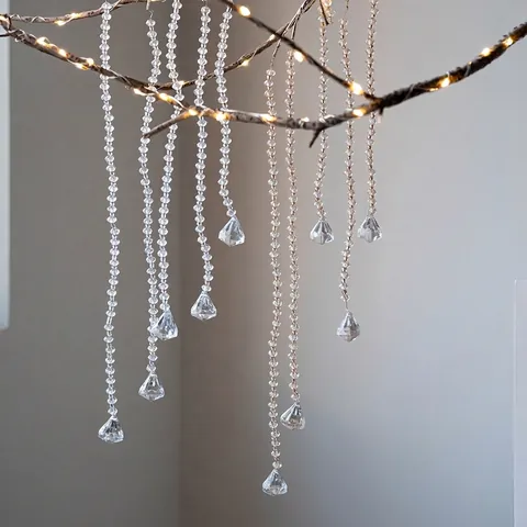 Christmas Acrylic Transparent Crystal Bead Chain Tassel Hanging Ornament Wedding Party Home Decor Christmas Tree Decoration