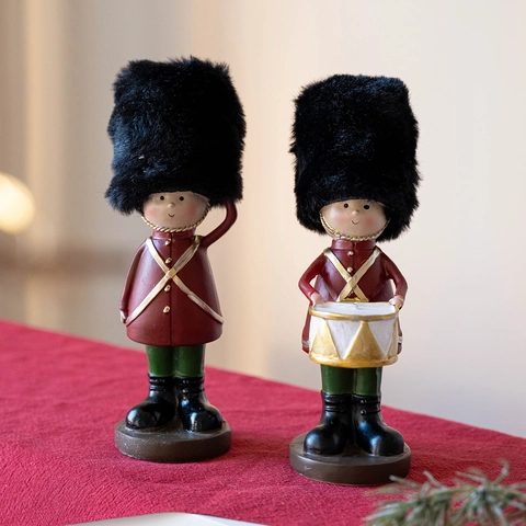 Casse-Noisette de Noël en Résine Peints à la Main Figurines de Soldat Roi Tamboureur Salut Épée Décoration de Bureau Noël