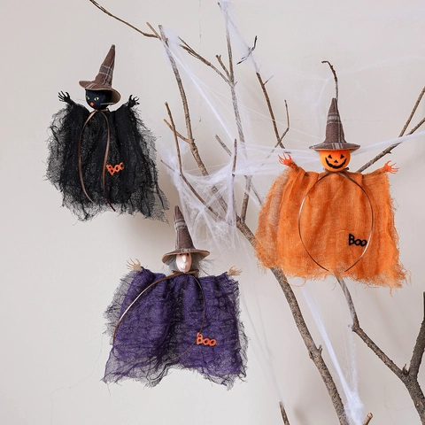 Decorazioni Halloween Fantasmi da Appendere Strega Zucca Gatto Nero Pendente in Rete Con Segno Boo Ornamenti per Festa