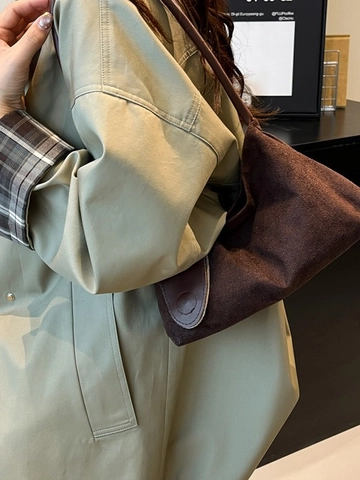 Vintage Suede Underarm Shoulder Bag For Women Retro Minimalist PU Leather Hobo Handbag Fashion Versatile Solid Color Daily Commute Bag
