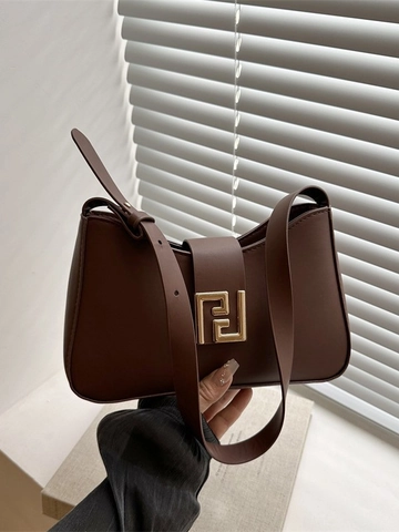 Borsa Sottobraccio in Pelle PU Vintage Donna Borsa Baguette Retrò Con Fibbia in Metallo Borsa a Tracolla Versatile Borsa a Mano Piccola Quadrata