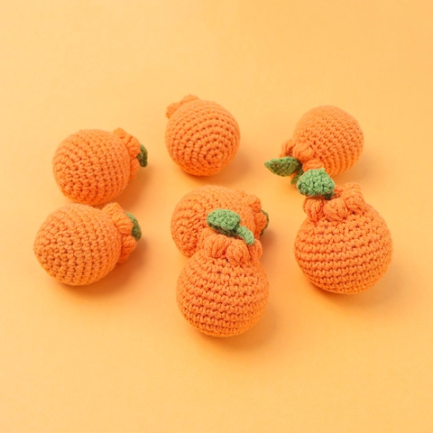 Handmade Crochet Fruit Flower Keychain Cute Yarn Knit Orange Strawberry Sunflower Bag Charm Mini Plush Pendant Gift