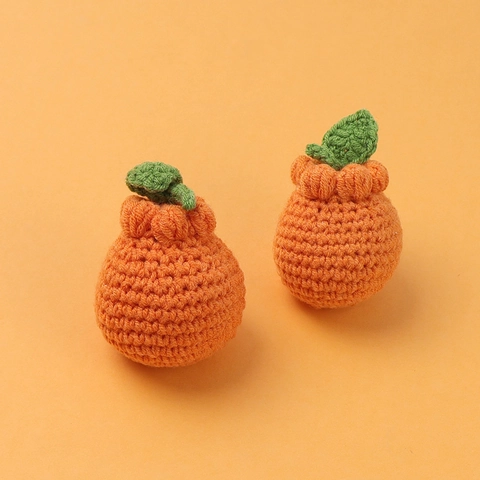 Handmade Crochet Fruit Flower Keychain Cute Yarn Knit Orange Strawberry Sunflower Bag Charm Mini Plush Pendant Gift