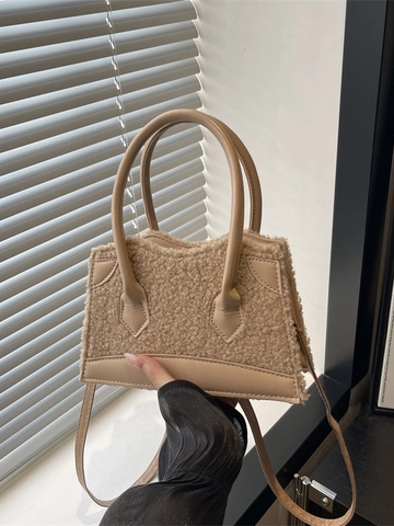 Autumn Winter Lamb Wool Patchwork Handbag For Women 2025 New Versatile Plush Shoulder Crossbody Bag With Synthetic Leather