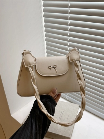 Sac Sous le Bras Femme Élégant Sac à Épaule en Cuir PU Avec Nœud Métallique Bandoulière Tressée Sac à Main Polyvalent Quotidien