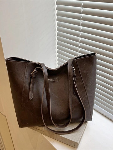 Bolso Tote De Gran Capacidad Cuir PU Vintage Bolso De Hombro Simple Para Mujeres Trabajo Escuela Bolso Para Portátil