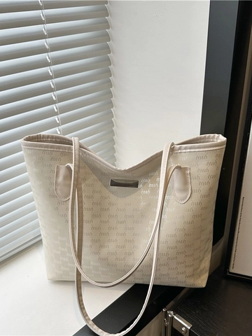 Borsa Tote Da Donna Pelle PU Monogramma Lettere Grande Capacità Borsa A Spalla Pendolare Con Piastra Metallica Cerniera Moda