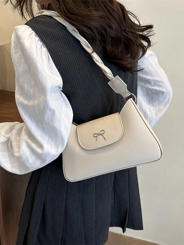 Sac Sous le Bras Femme Élégant Sac à Épaule en Cuir PU Avec Nœud Métallique Bandoulière Tressée Sac à Main Polyvalent Quotidien