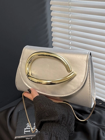 Women Designer Evening Bag PU Leather Small Square Bag With Large Gold Metal Clasp Chain Strap Crossbody Shoulder Bag For Party Daily