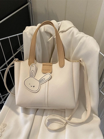 Dames Mode PU Lederen Tote Bag En Clutch Set Koreaanse Stijl Schoudertas Crossbody Tas Met Konijnen Hanger Forenzen Handtas