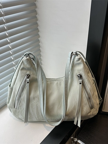 Wrinkled Hobo Shoulder Bag Women Synthetic Leather Multi Functional Backpack With Plush Cloud Charm Large Capacity Chic