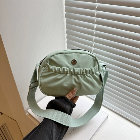 Geraffte Umhängetasche Nylon Plissierte Schultertasche Mit Verstellbarem Breitem Gurt Lässig Vielseitig Mode Für Damen