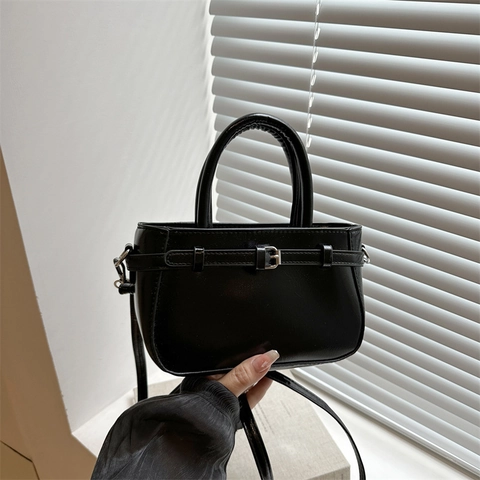 Borsa Piccola Squadrata da Donna in Pelle PU Con Fibbia Decorativa Borsa a Tracolla da Pendolare Tracolla Regolabile