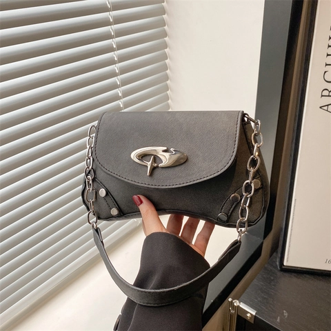 Bolso de Hombro de Mezclilla Y2K para Mujer Retro Remache Bolso de Axila Con Cadena de Metal Vintage Moda Bolso Cruzado Tendencia Calle