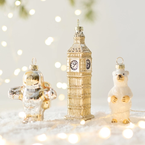 Decorazioni per Albero di Natale in Vetro Dipinto Babbo Natale Astronauta Big Ben Orso Polare Ciondoli Natalizi Decorazione Casa
