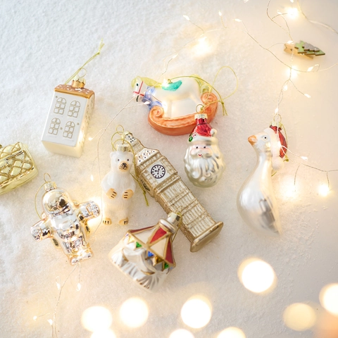 Decorazioni per Albero di Natale in Vetro Dipinto Babbo Natale Astronauta Big Ben Orso Polare Ciondoli Natalizi Decorazione Casa